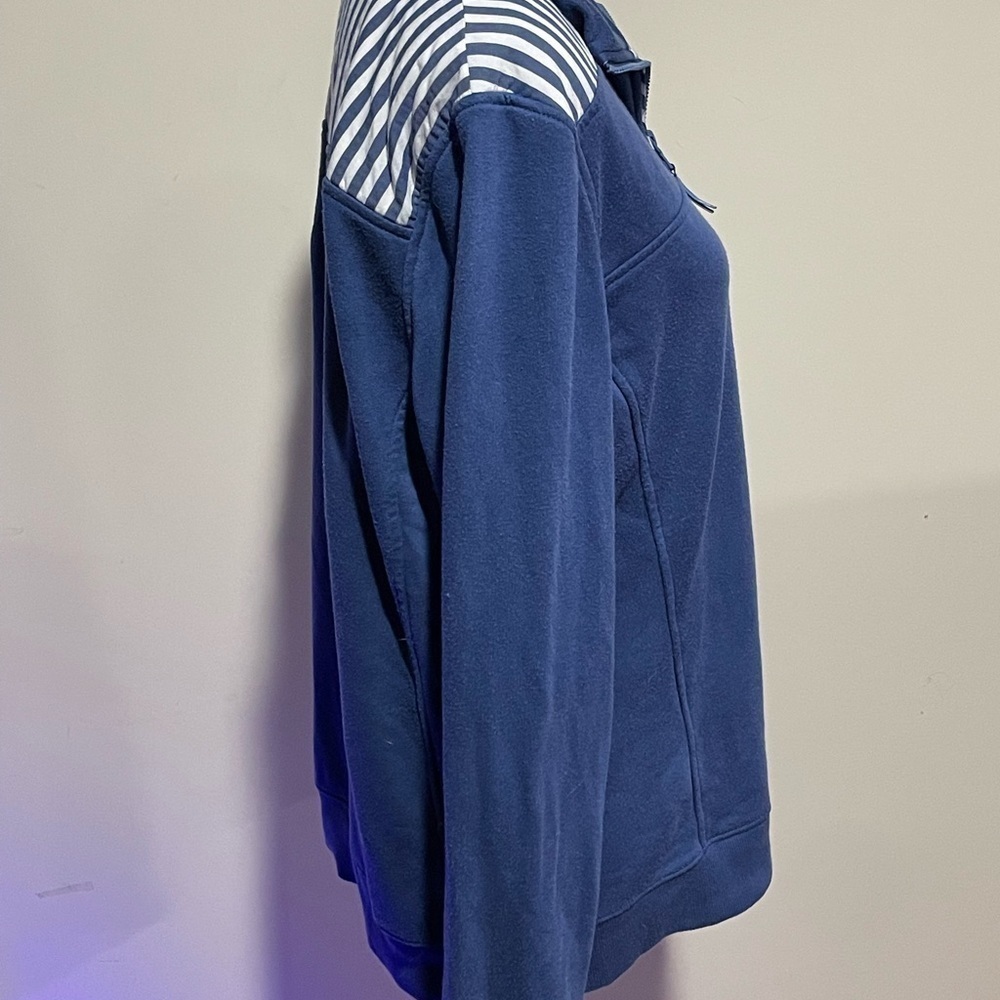 Vineyard Vines 3/4 zip sweatshirt blue with stripe collar - Picture 2 of 4